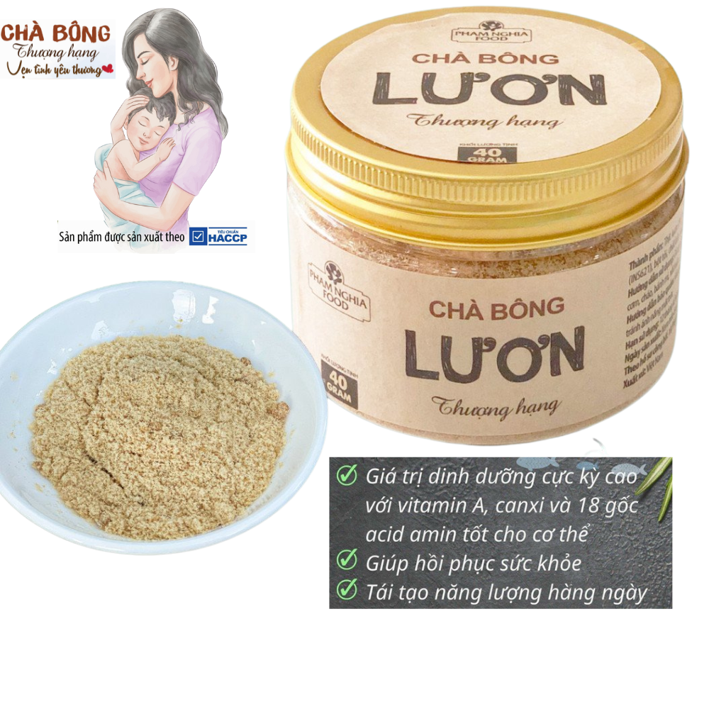 Chà bông Lươn thượng hạng Phamnghiafood 40gr - Ruốc lươn 92.4% thịt Lươn chuẩn VietGap. Cho bé dinh dưỡng, cho mẹ nhàn tênh