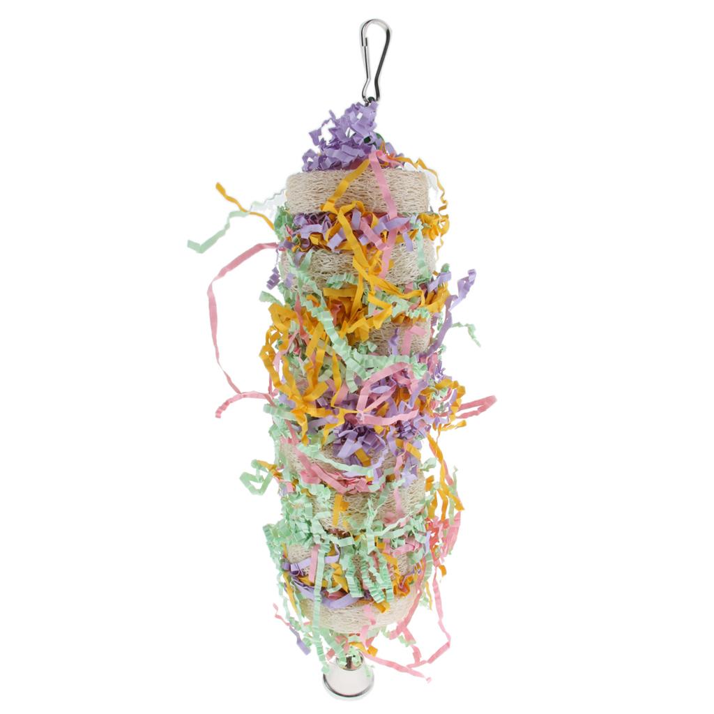 Bird Toy Loofah Hanging Bell Chewing Parrot Parakeet Cockatiel Cage Bird Toy