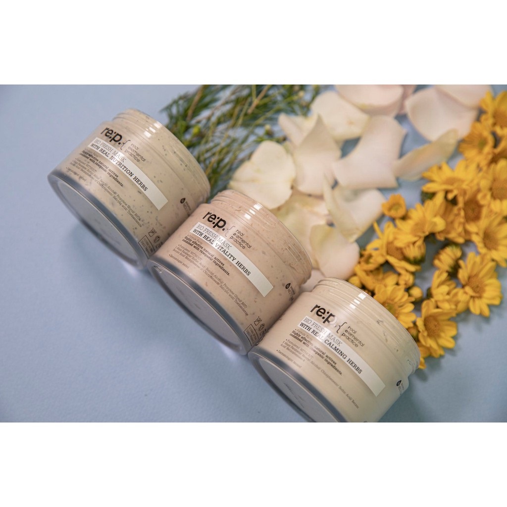 Mặt Nạ Đất Sét Thu Nhỏ Lỗ Chân Lông Chiết Xuất Cây Hương Thảo Re:p Bio Fresh Mask With Real Nutrition Herbs 130g + Tặng Kèm 1 Băng Đô Tai Mèo