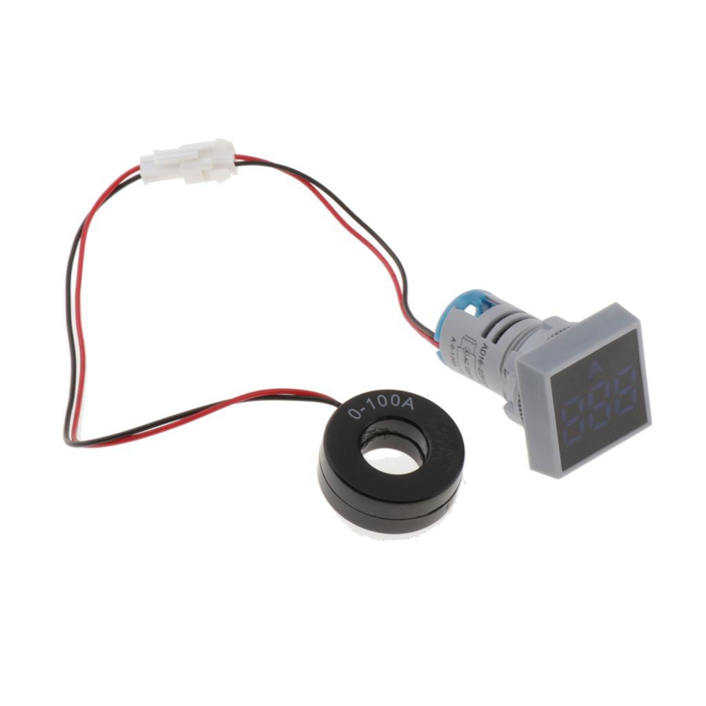 22mm AC 0-100A Ammeter Current Meter LED Digital Display Mini Square