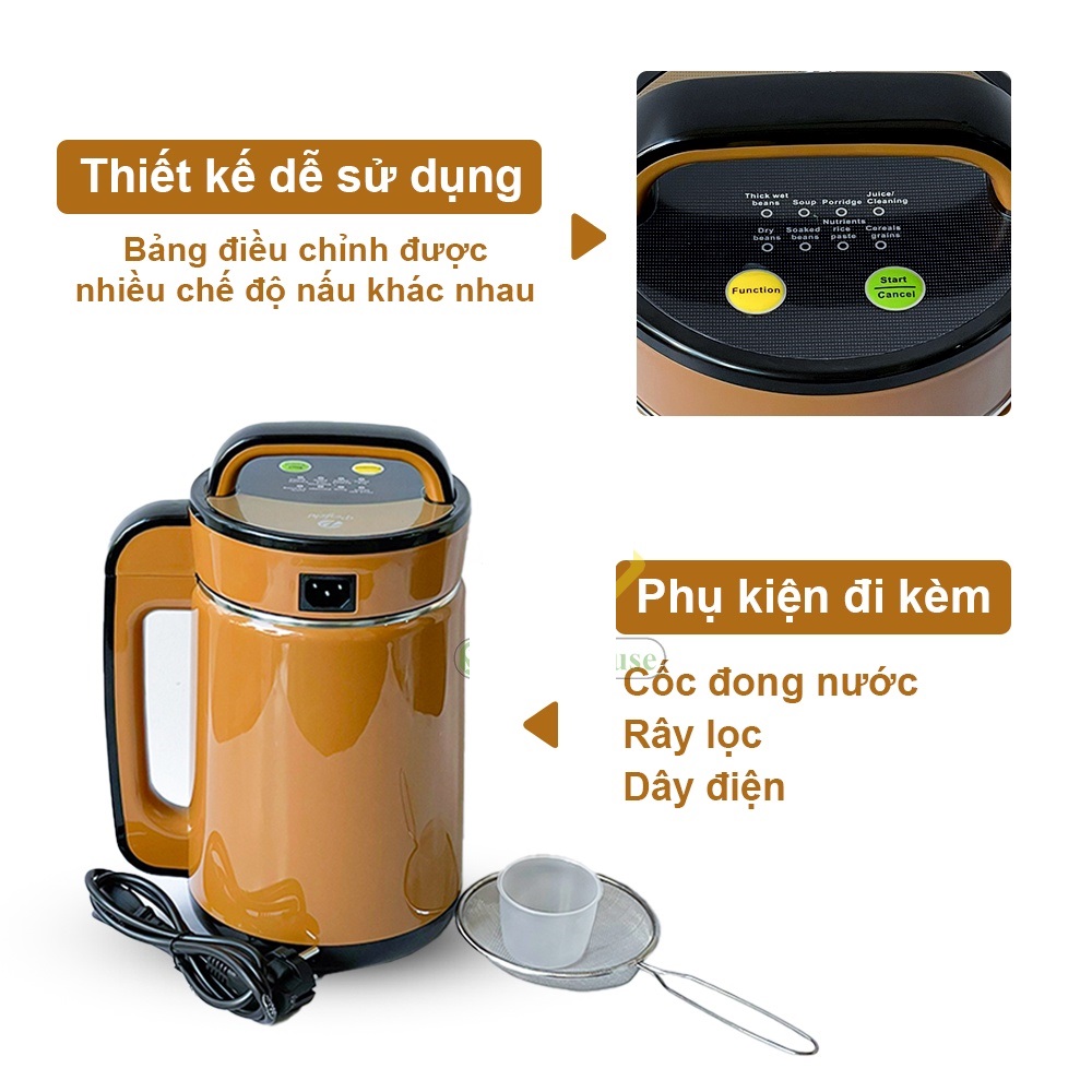 Máy làm sữa đậu nành, sữa hạt PE0221 dung tích 1.4L, công suất 800W