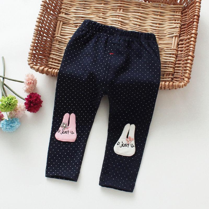 [45:H28] Quần legging họa tiết chấm bi tai thỏ chất thun cotton mỏng mát cho bé