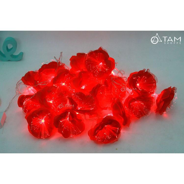 Dây đèn Led Hoa hồng lụa dạ quang Màu Đỏ