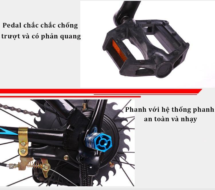 Xe đạp thể thao 24 inh cho bé trai TẶNG KÈM GIỎ VÀ GÁCBAGA