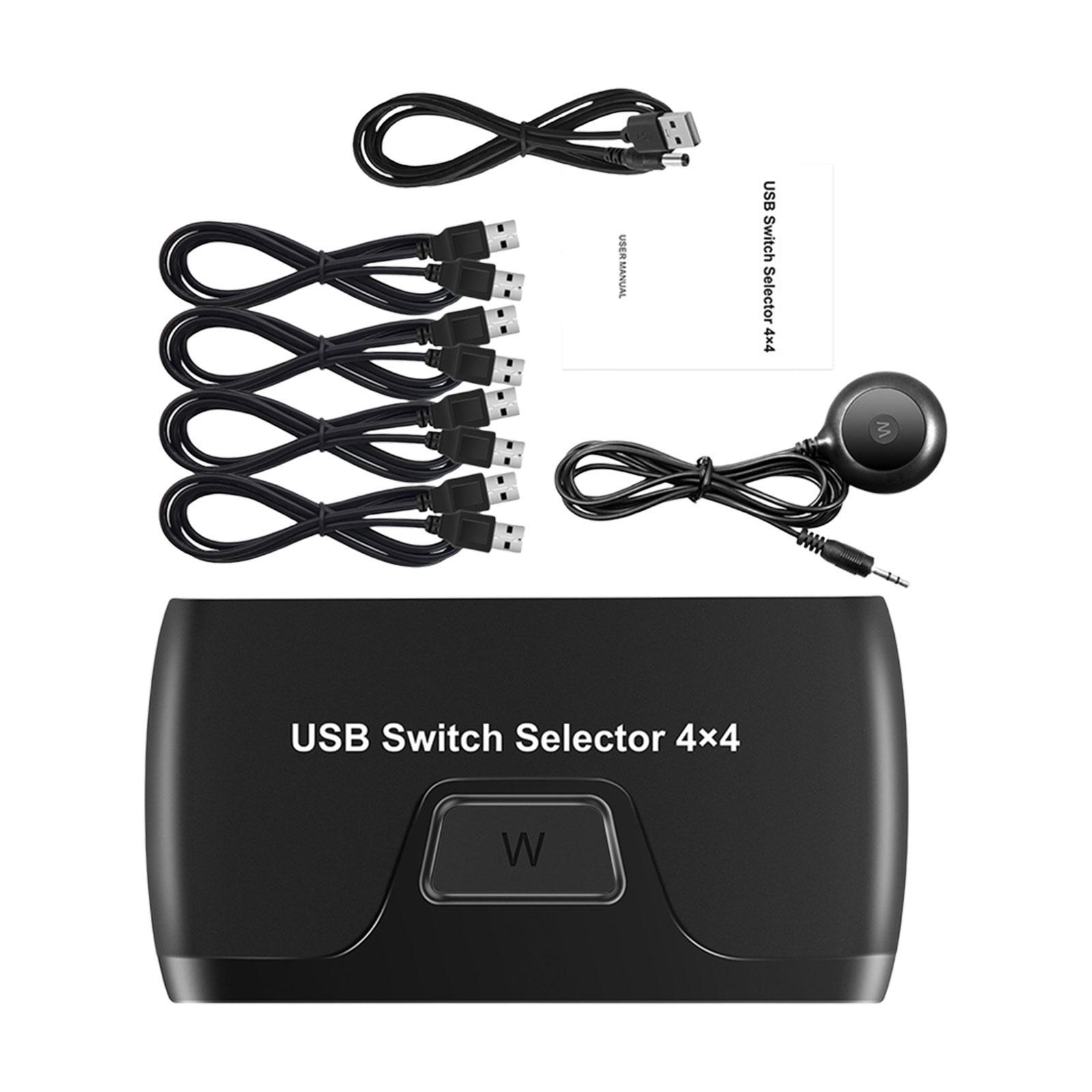 KVM Switch Box 4 Port for PC Sharing Portable Professional for Keyboard