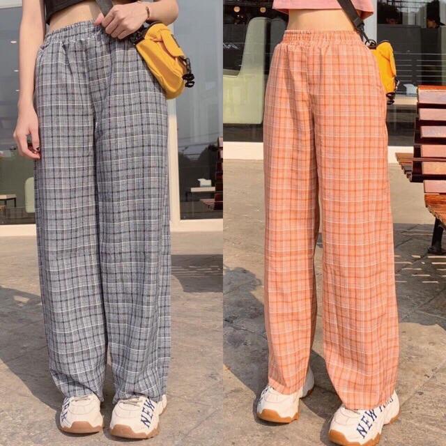 Quần Kẻ Caro To - Quần Caro Ống Rộng