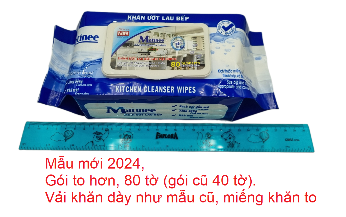 Khăn ướt lau bếp Matinee 80 tờ x 2 gói