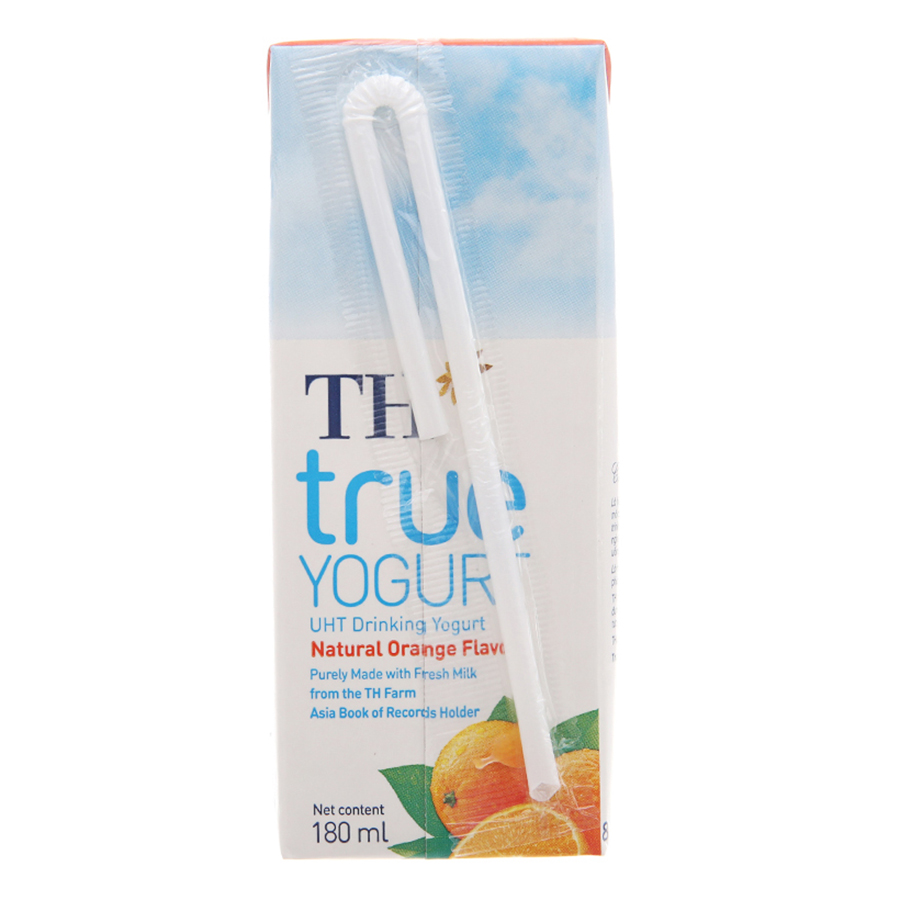 Thùng Sữa Chua Uống Tiệt Trùng Hương Cam Tự Nhiên TH True Yogurt (180ml x 48 Hộp)