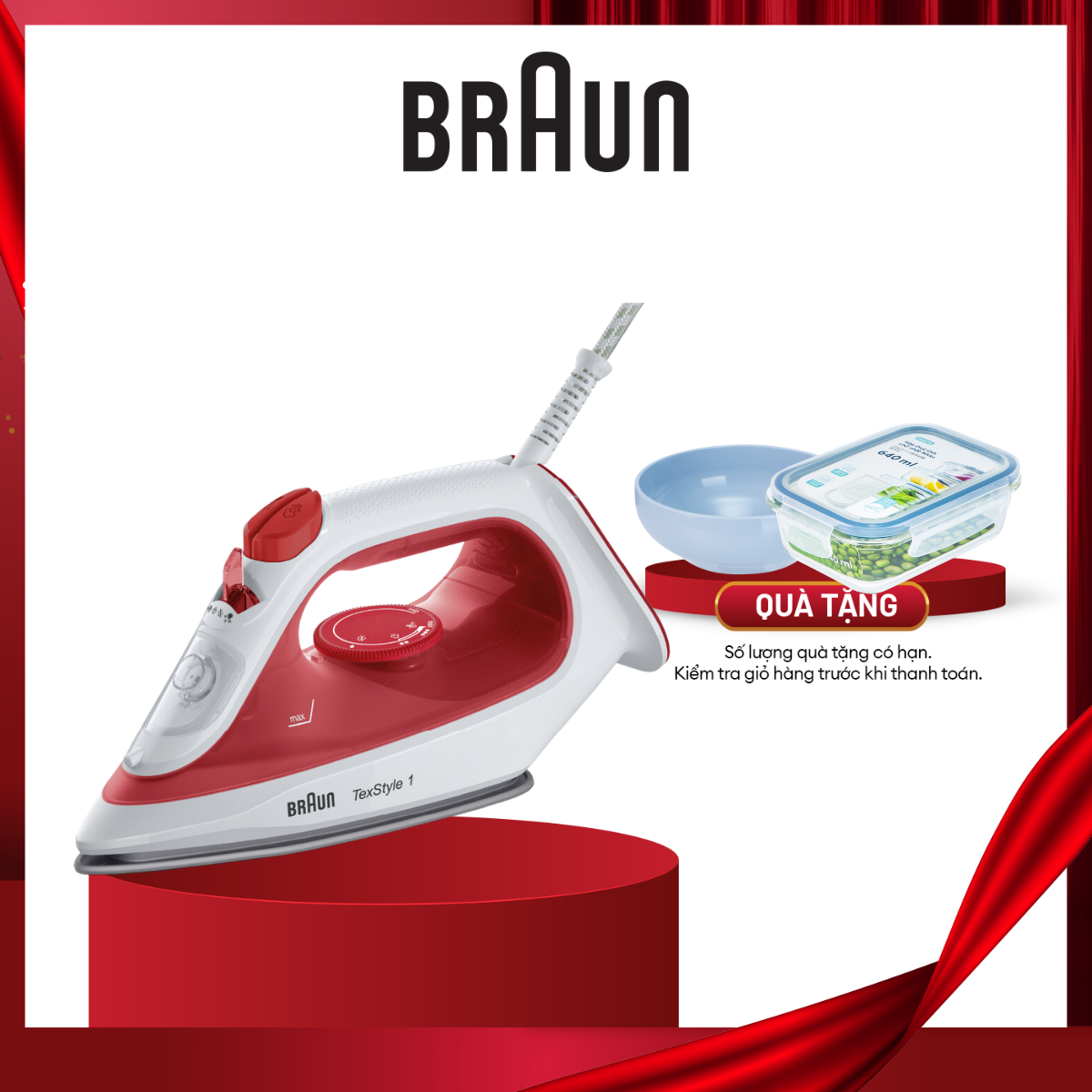 Bàn là hơi nước Braun SI1019RD-Hàng chính hãng