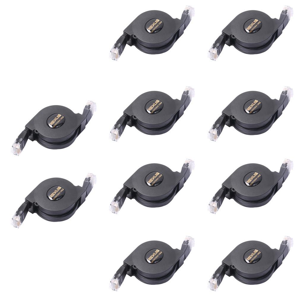 10x Cat-6 Gigabit Ethernet Retractable Cable for Wifi Router LAN Network 2m