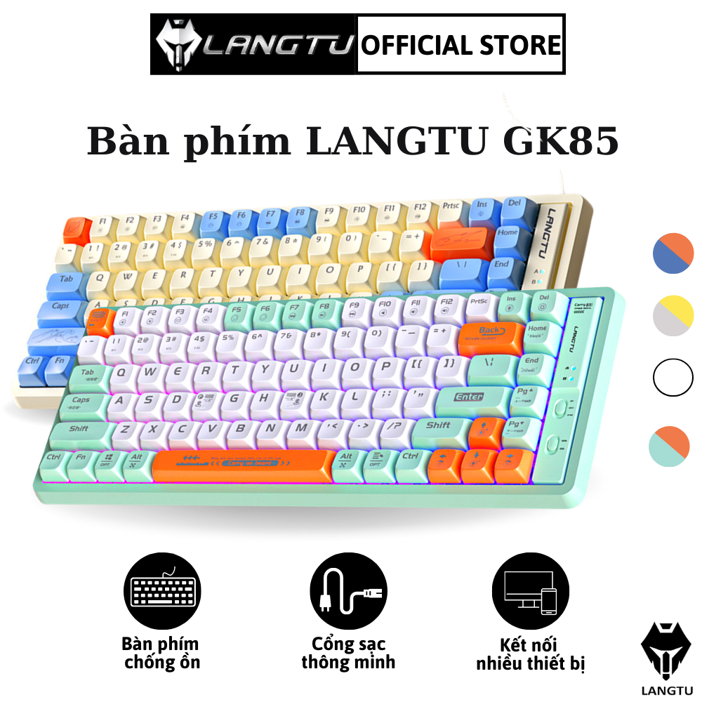 Bàn Phím Cơ Bluetooth Hotswap LANGTU GK85 Không Dây/ Có Dây Gaming Hàng Chính Hãng