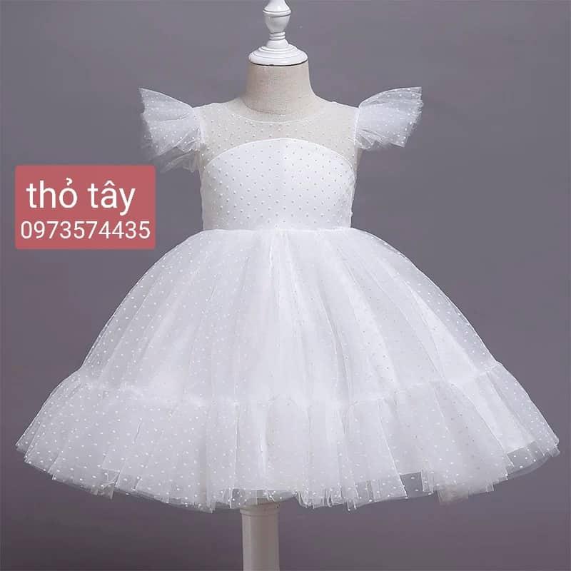 Váy công chúa dự tiệc sinh nhật, thôi nôi cho bé gái trắng tuyết