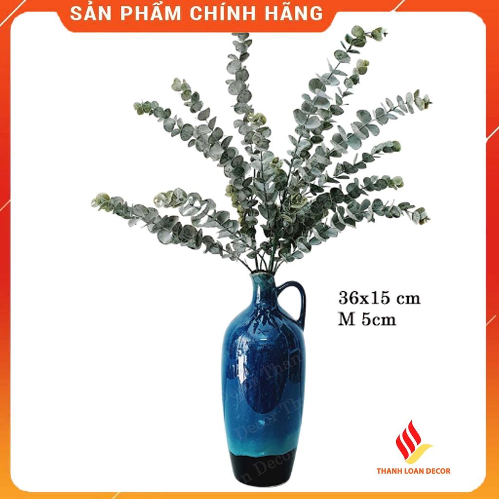 Bình hoa gốm sứ Bát Tràng trang trí decor cỡ to cao 36 cm - Men xanh hỏa biến đẹp