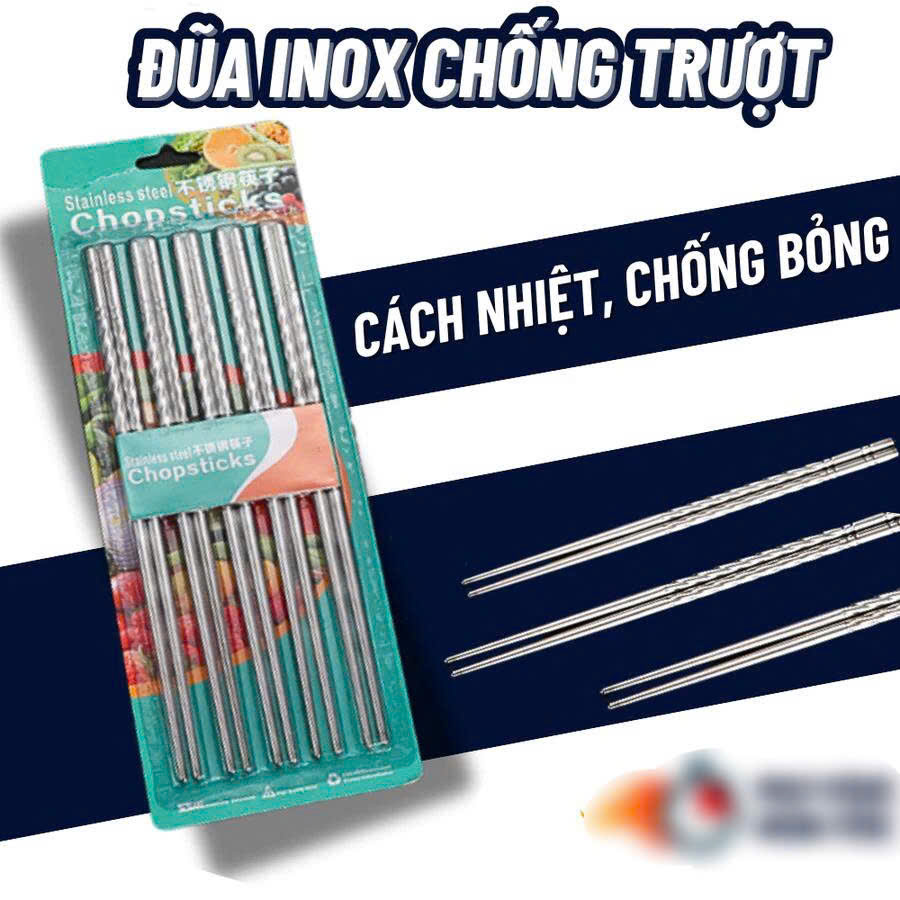 Combo  2 vĩ đũa  inox chống trượt - siêu bền, tiện dụng cao cấp phù hợp cho mọi gia đình