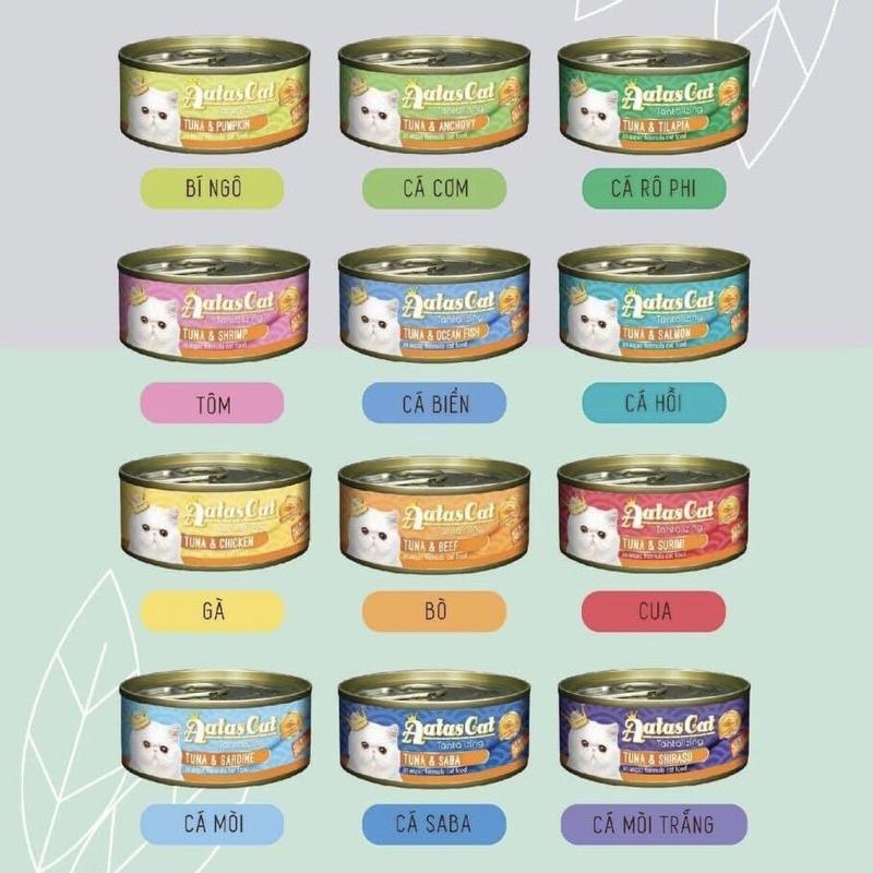 Pate lon Aatas Cat pate dinh dưỡng mới cao cấp cho mèo lon 80g đủ vị