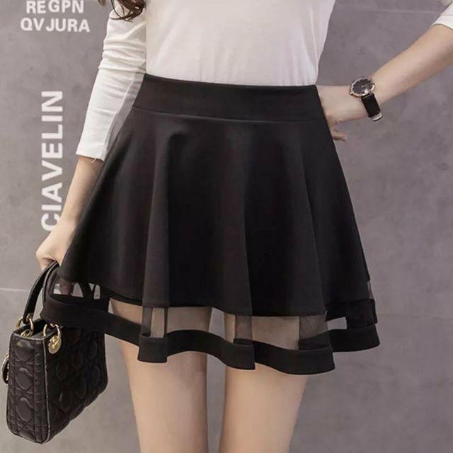 CHÂN VÁY XÒE THIÊT KẾ PHỐI LƯỚI THỜI TRANG SÀNH ĐIỆU CHO BẠN NỮ