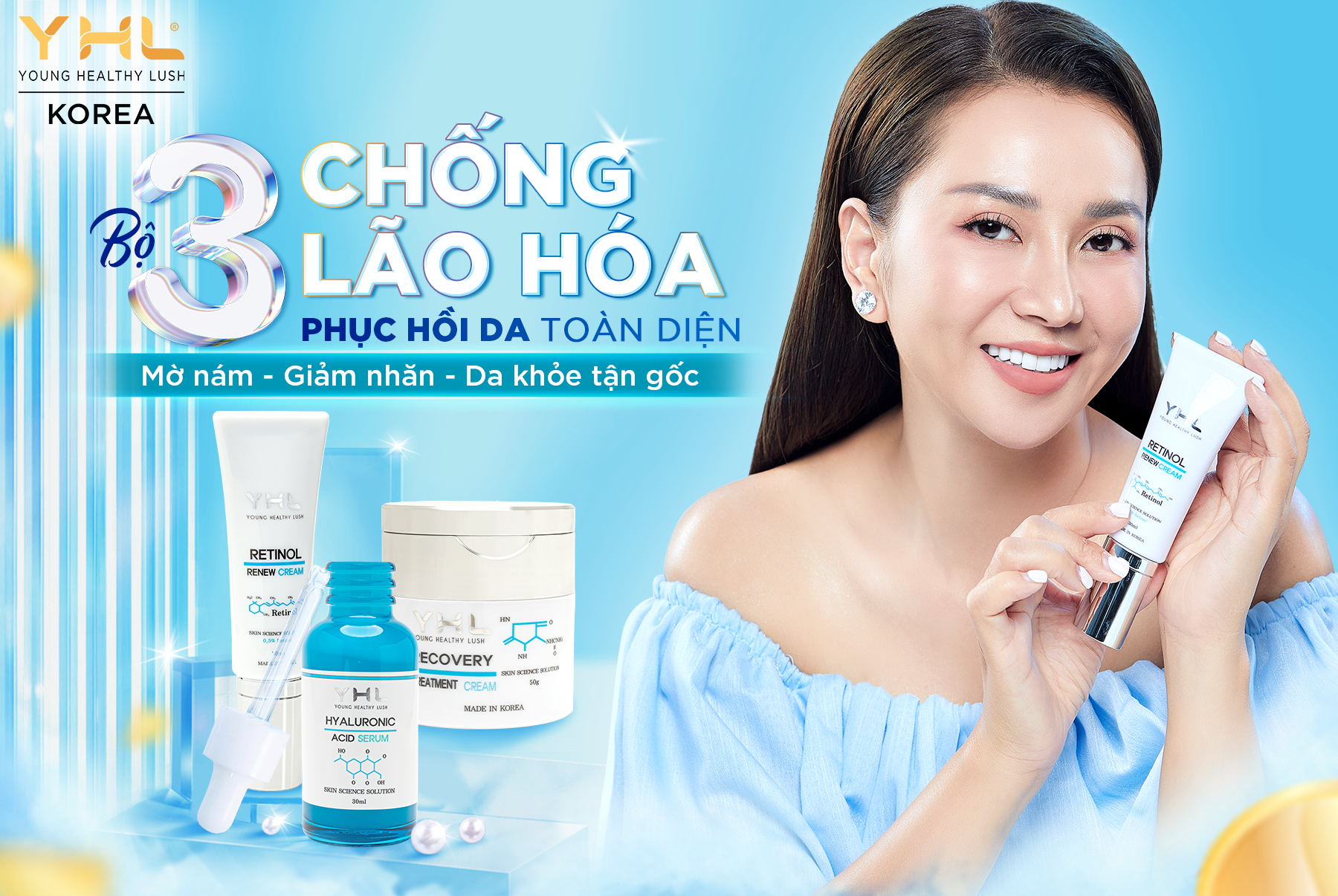 Kem dưỡng Retinol YHL Hàn Quốc 30ml chống lão hóa dưỡng ẩm chống nhăn da và giảm thâm nám đồi mồi trên da - Ban đêm