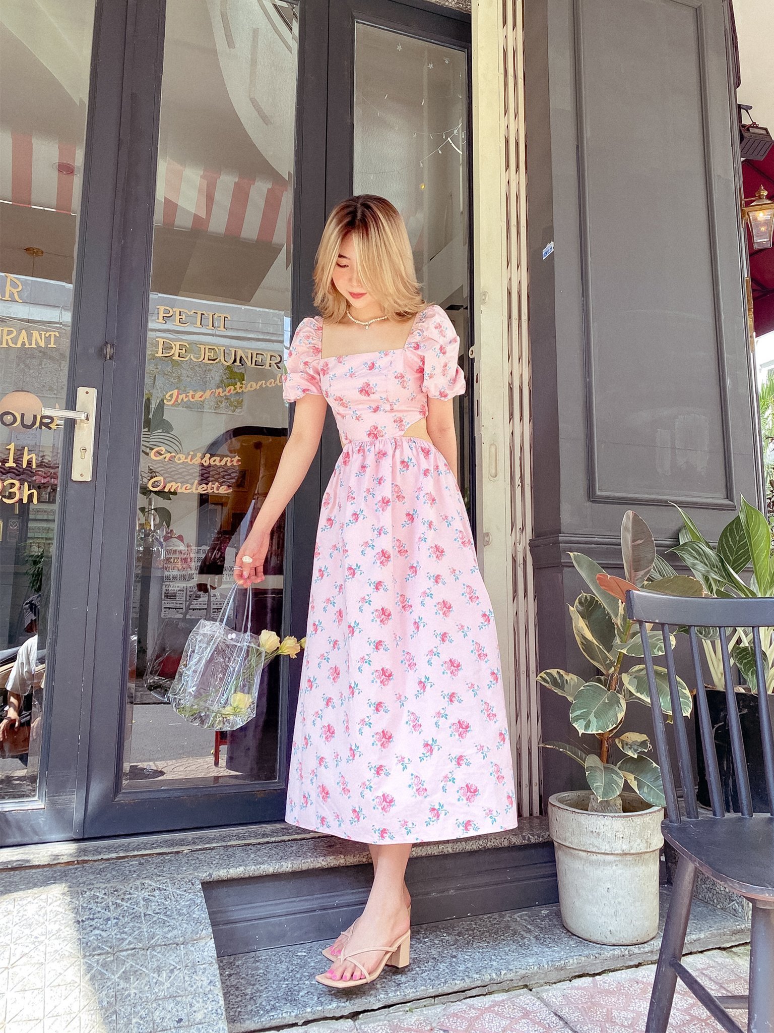 Đầm hồng dài hoa nhí vintage Magaly Pink Dress Gem Clothing SP060644