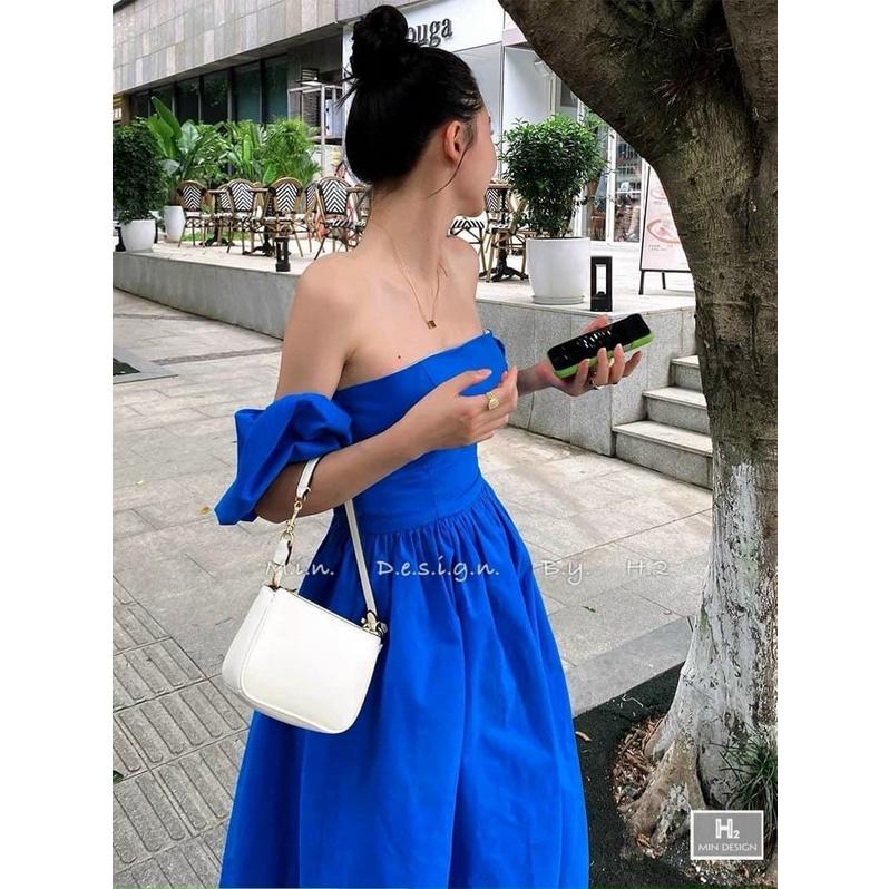 Đầm trễ vai tay bèo dáng xòe (Có mút ngực) xinh xắn dự tiệc, dạo phố, đi biển
