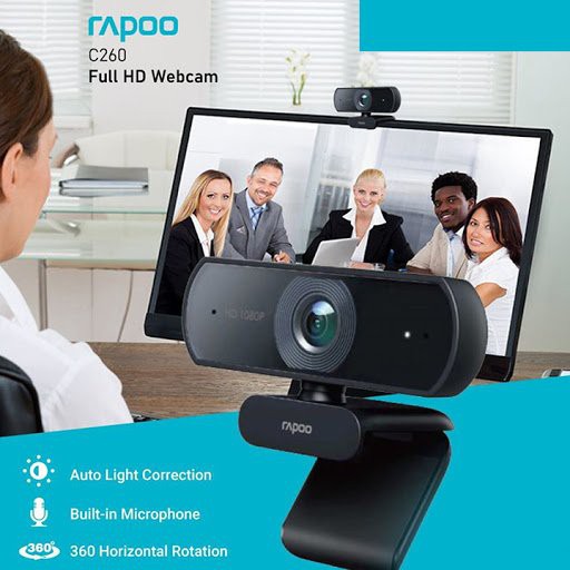 Webcam FullHD 1080p Micro Khử Ồn Kép RAPOO C260 - Hàng Chính Hãng