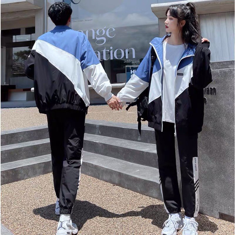 Áo Khoác Dù phối sọc xanh trắng đen Nam Nữ Ulzzang Unisex Form Rộng Bomber TRƠN Jacket 2 lớp dày dặn