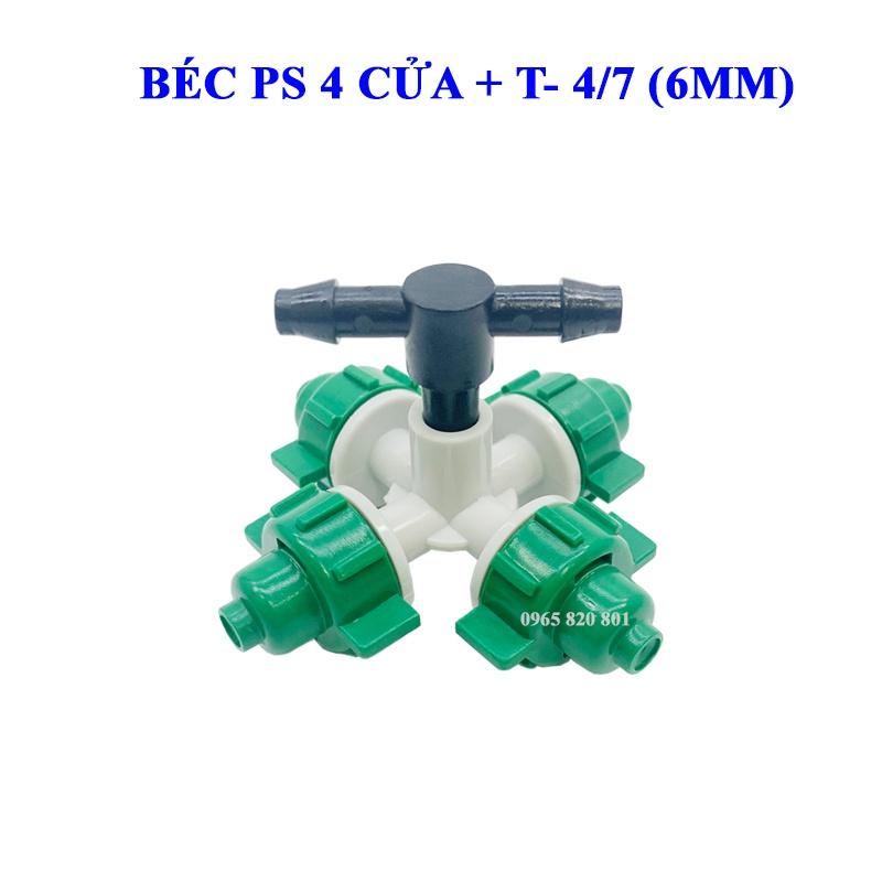 Béc phun sương 4 cửa kết nối ống 6mm