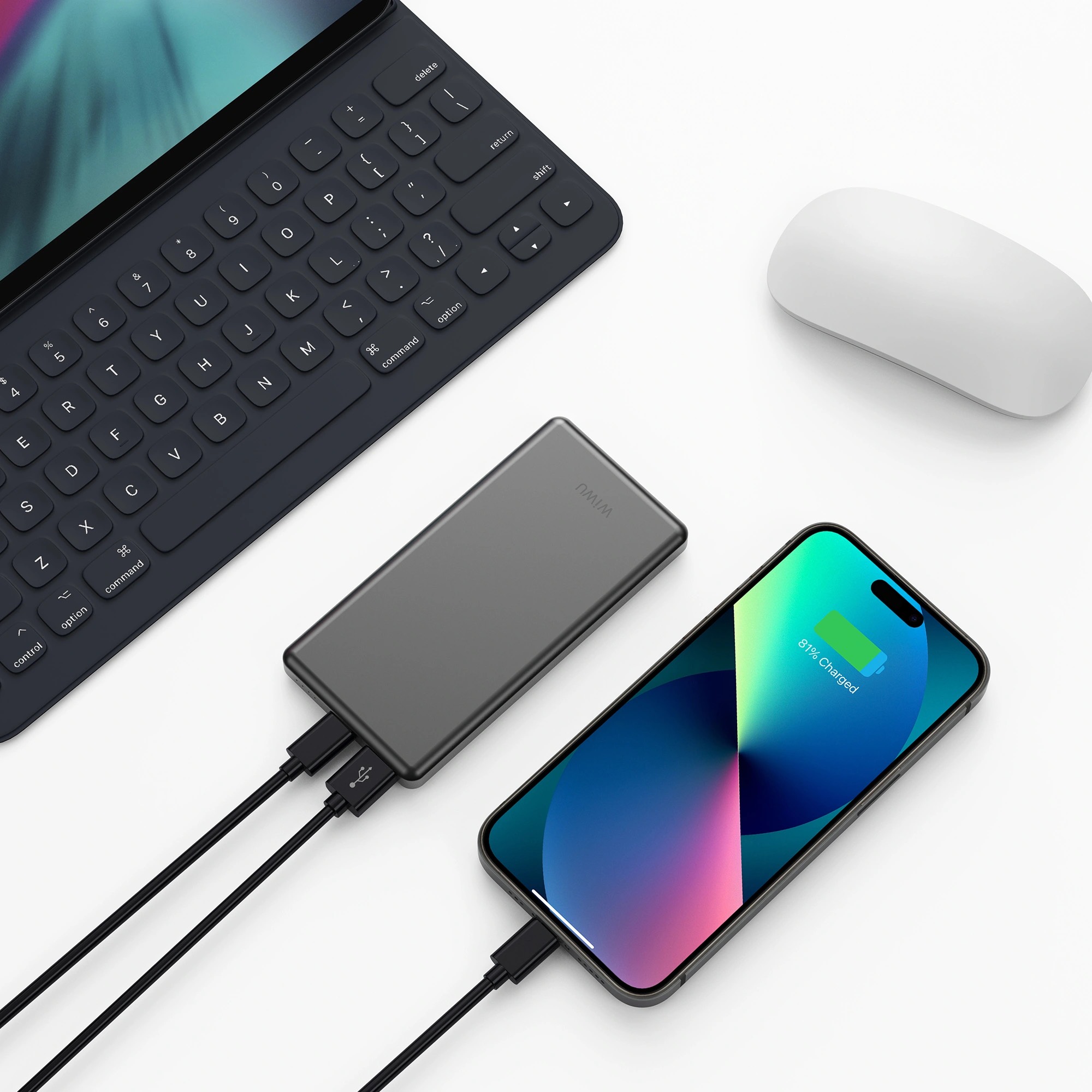 PIN DỰ PHÒNG WiWU UTRA SLIM 11mm POWER BANK 10000mAh WI-P013, cho điện thoại, máy tính bảng thiết kế siêu mỏng 12mm - Hàng chính hãng