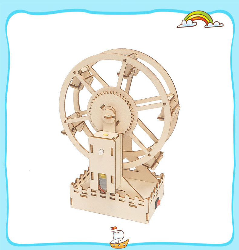 Đồ Chơi Gỗ Mô Hình Vòng Đu Quay Mặt Trời, Đồ Chơi Thí Nghiệm DIY WOOD STEAM Cho Bé, Đồ Chơi Lắp Ghép Vòng Đu Quay Bằng Gỗ-Chính Hãng BABYBOSS + Tặng Kèm Tranh Ghép Bằng Gỗ