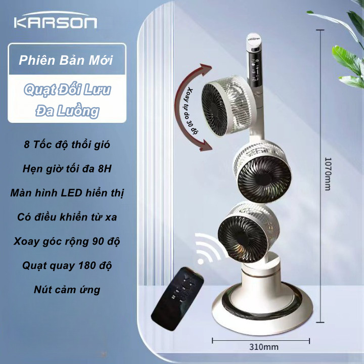 Quạt Đối Lưu Đa Luồng KARSON 3D Cao Cấp Có Remote Điều Khiển Từ Xa - Home and Garden