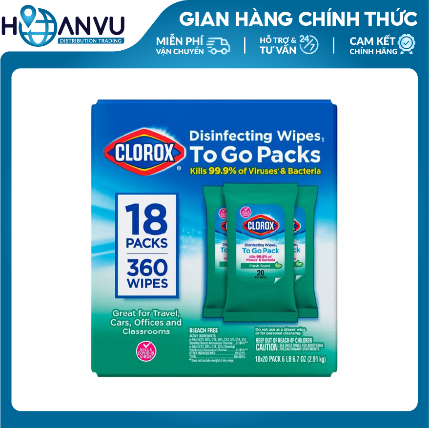 Khăn Khử Trùng Clorox Disinfecting Wipes Fresh (20 Tờ)