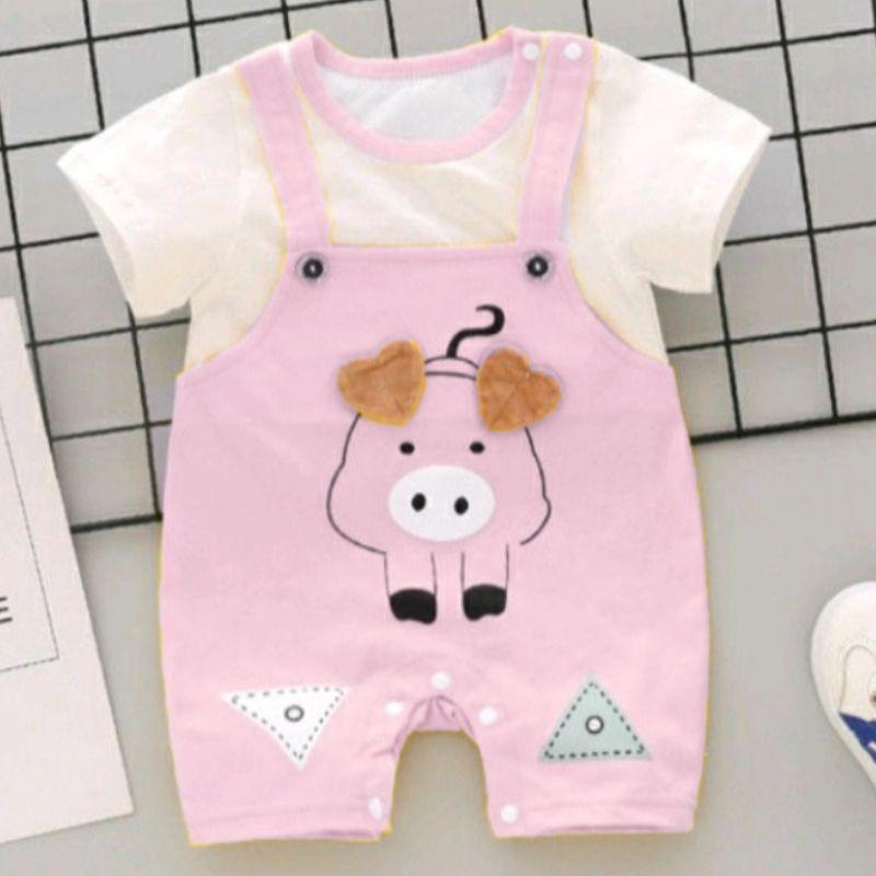 Bộ body yếm ngắn tay bodysuit cho bé trai bé gái sơ sinh từ 3-12kg