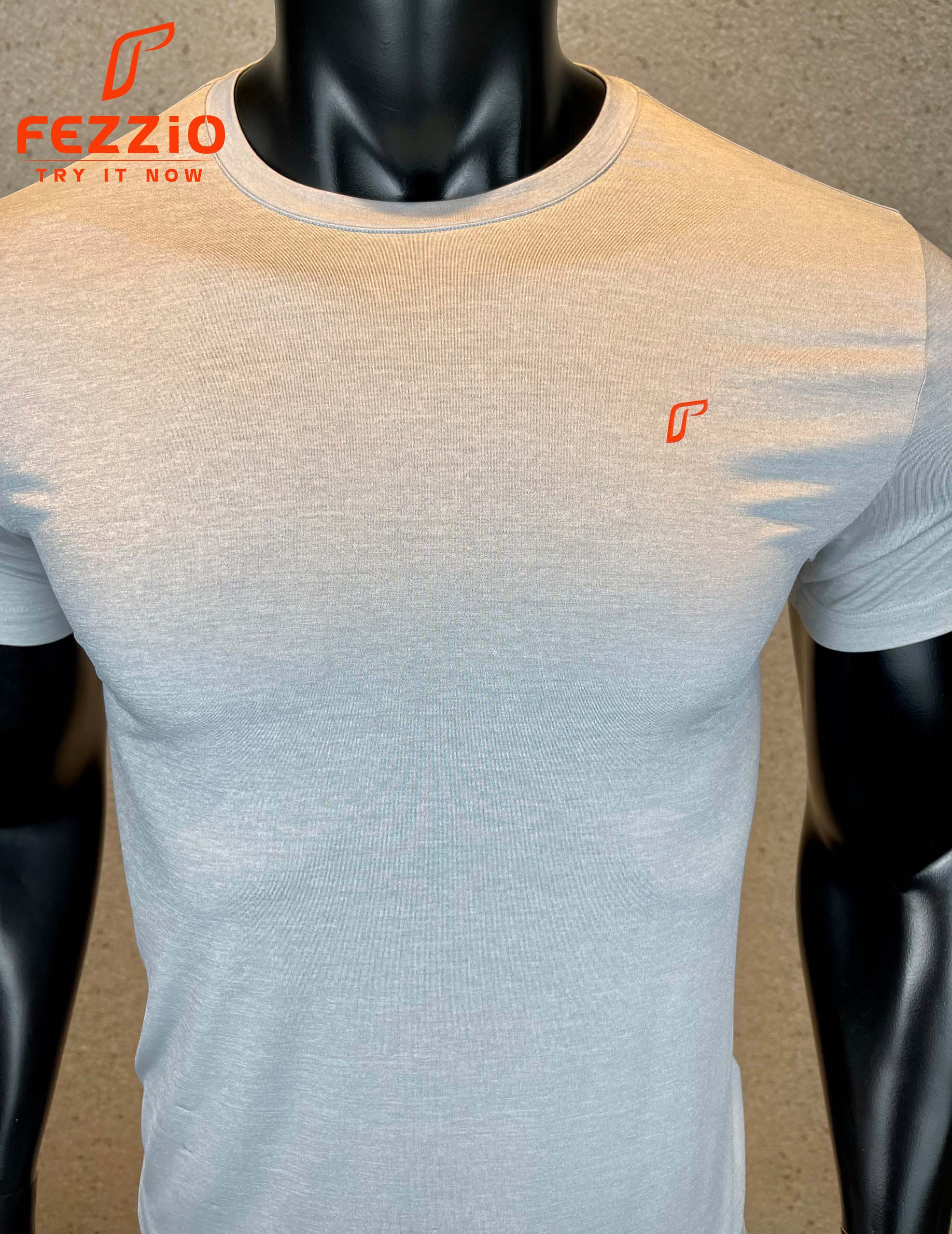 Áo thun thể thao tập gym kiểu dáng cổ tròn ôm body năng động, trẻ trung chất vải nhập khẩu Đài Loan thương hiệu Fezzio
