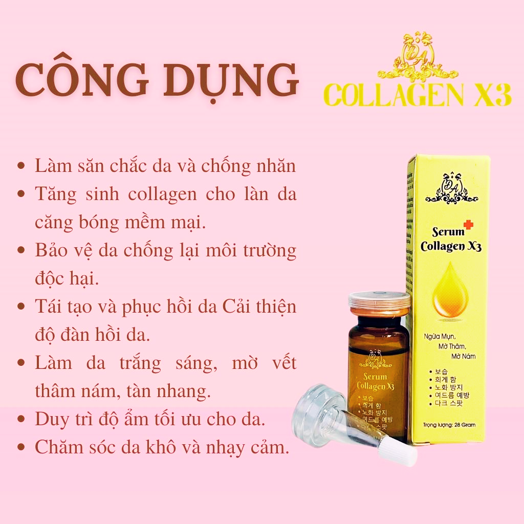 Serum Nám Collagen X3 Serum Dưỡng Ẩm Trắng Da Mờ Thâm Nám Đông Anh Chính Hãng 20ml