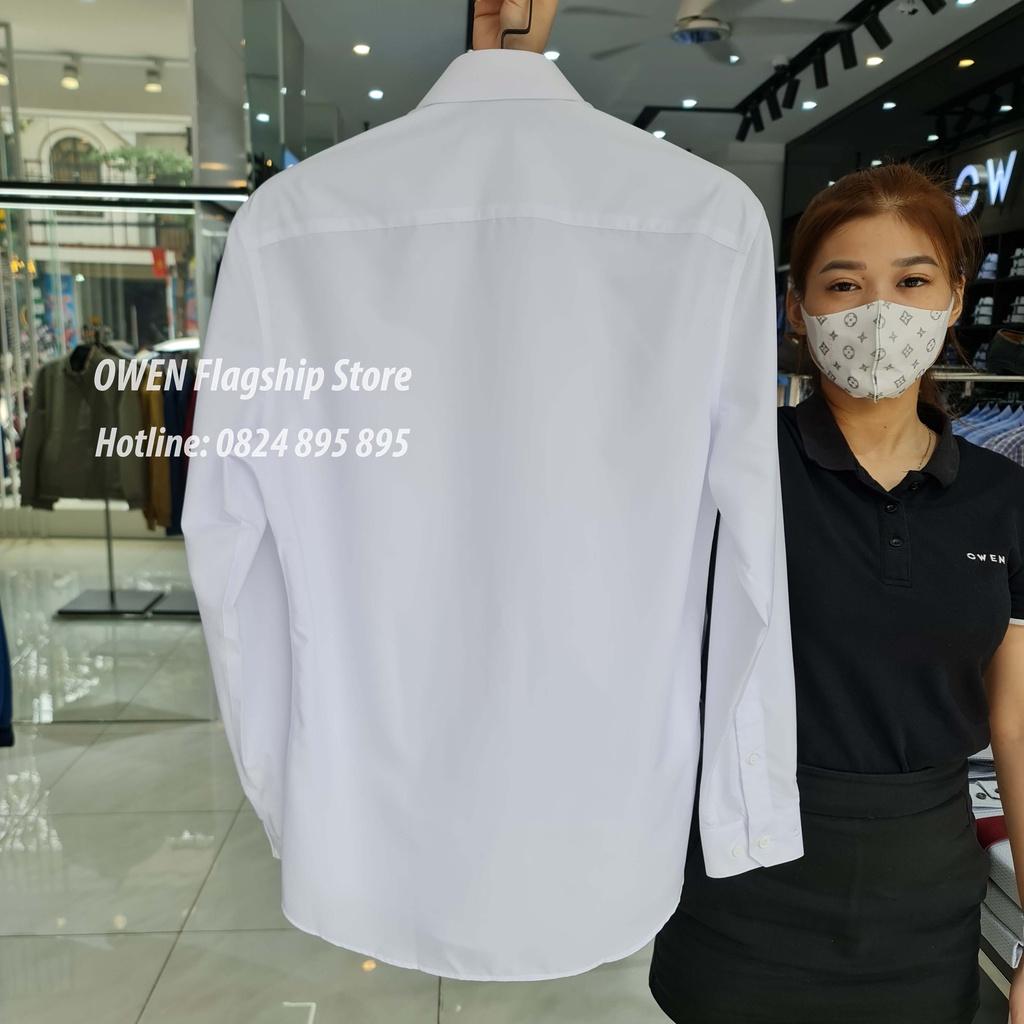 OWEN - Áo sơ mi trắng dài tay KHÔNG TÚI dáng Regular sợi Recycle mã AR221560D- OWEN Flagship Store