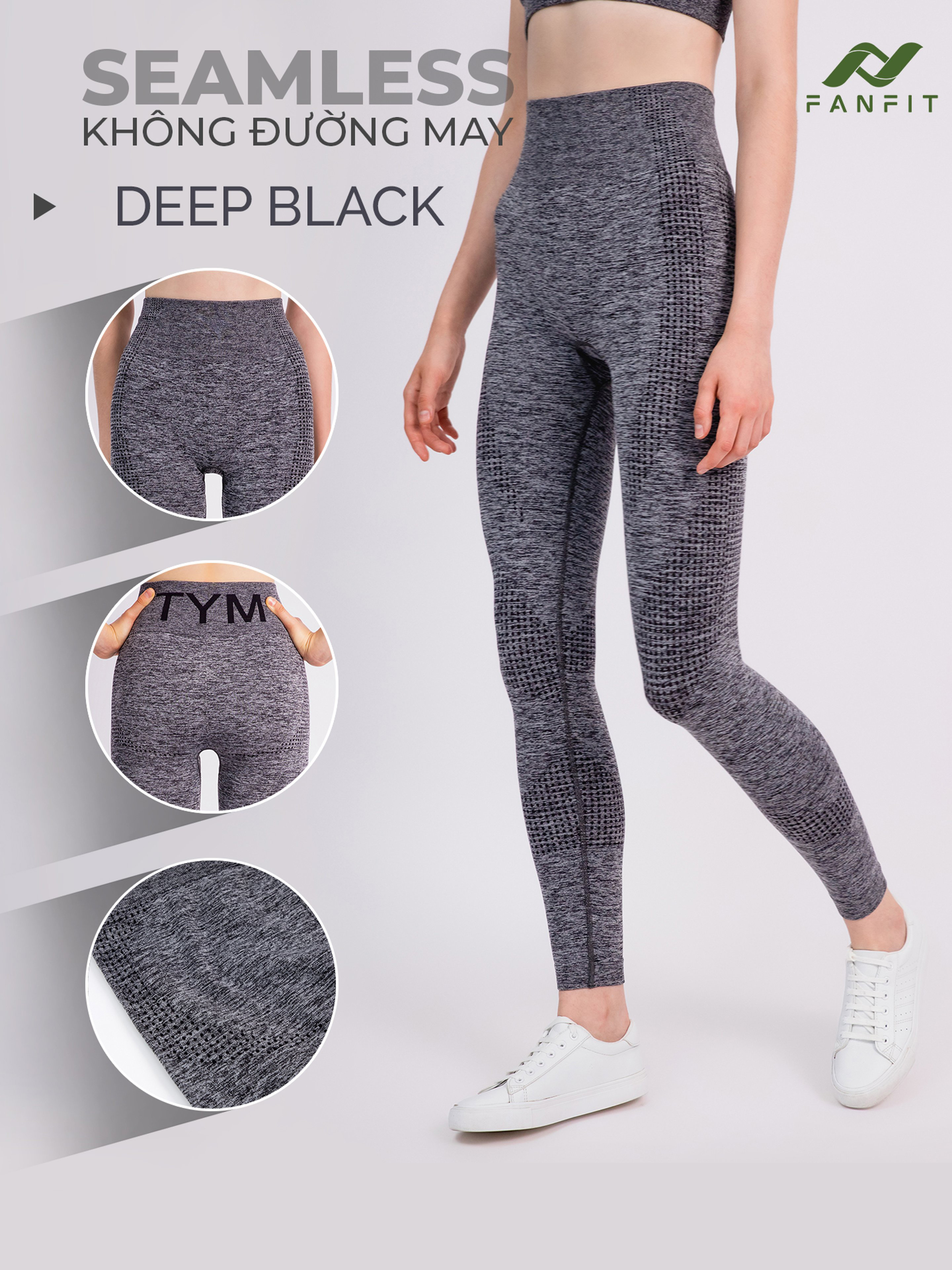 Quần Legging Thể Thao Nữ Seamless TYM - Chất liệu cao cấp - Họa tiết, logo dệt nổi S-LGT001 - TYM FASHION