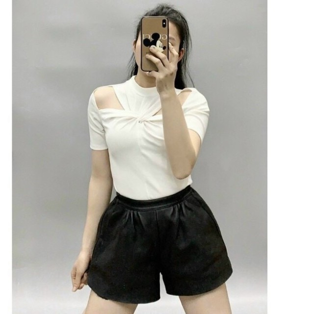 Áo croptop tay ngắn xoắn ngực hở vai thời trang XIXO cao cấp - mã ATN0060