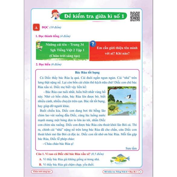 Sách - Đề Kiểm Tra Tiếng Việt Lớp 2 - Chân Trời Sáng Tạo - Học Kì 1 (1 cuốn)