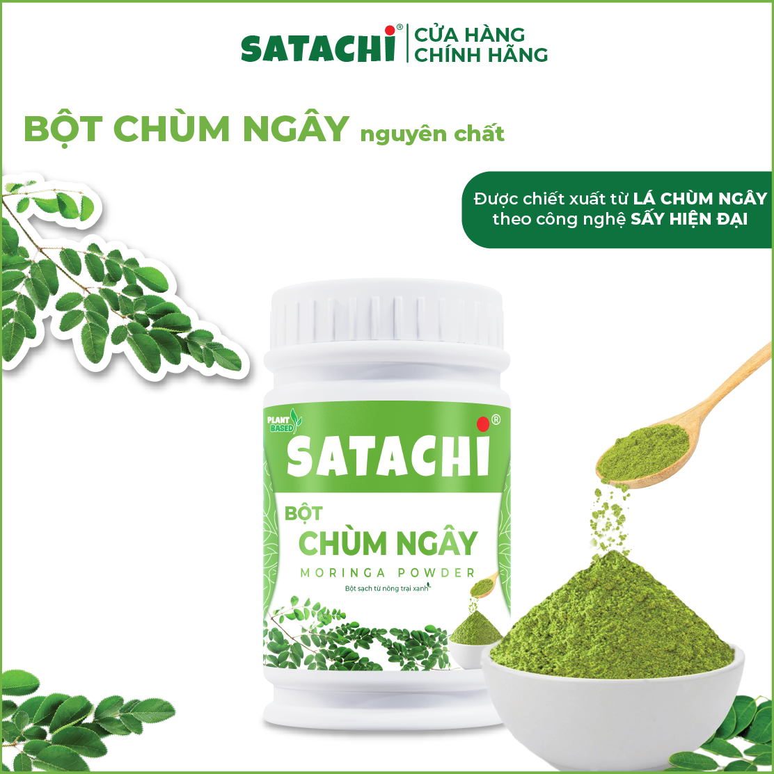 Bột Chùm Ngây SATACHI nguyên chất. Tăng cường Trí Não, bảo vệ Tim Gan, phòng ngừa bệnh Xương Khớp. Hộp 258g