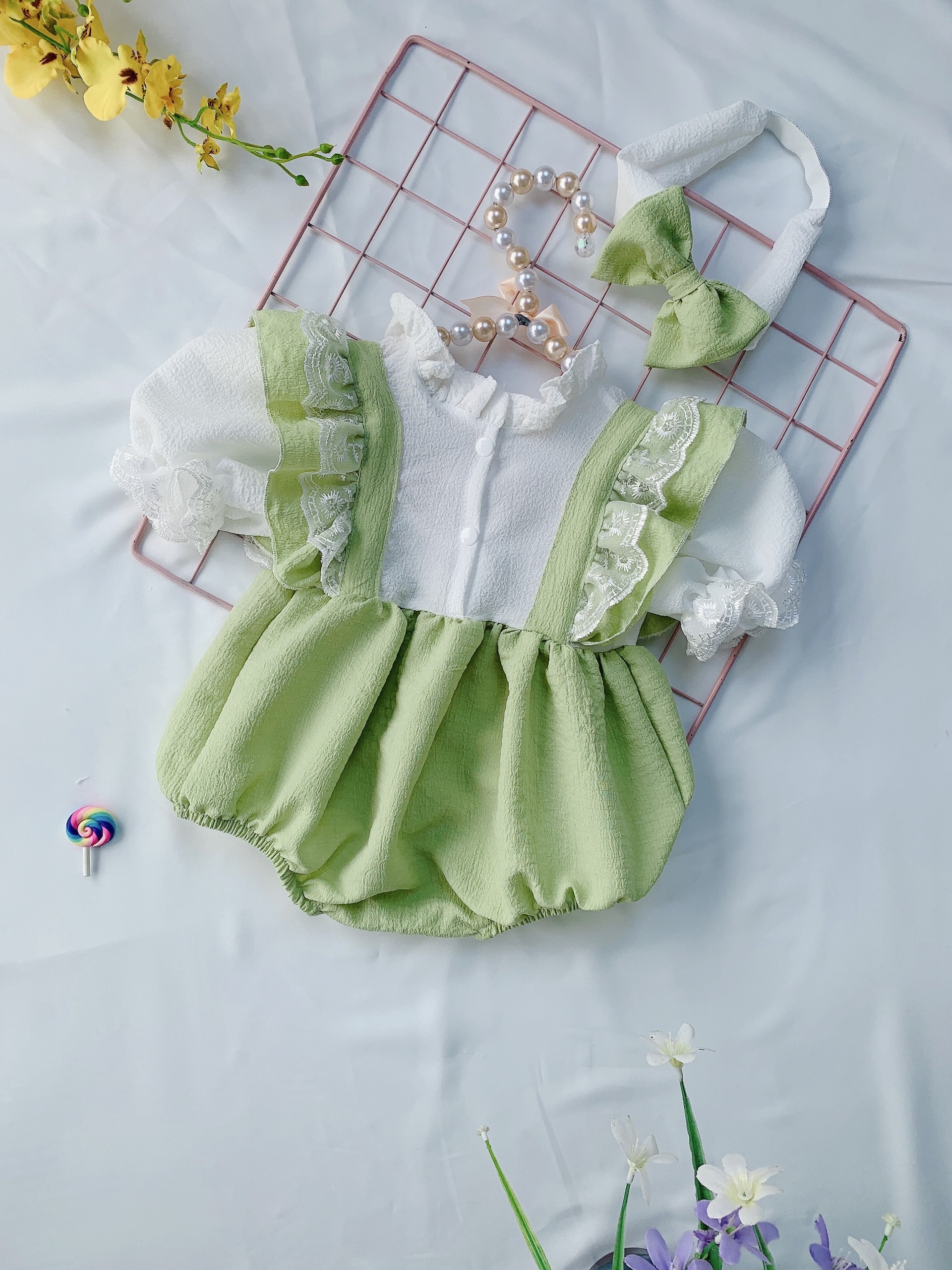 Bodysuit cho bé gái ̣̆ ̀ - NHƯ Ý HOUSE’s-body baby girl- body xanh cốm