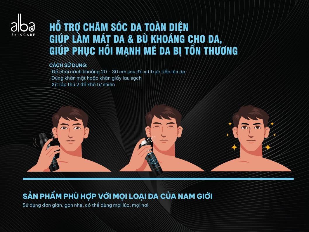 Xịt khoáng Dành Cho Nam ALBA MEN'S ESSENTIALS