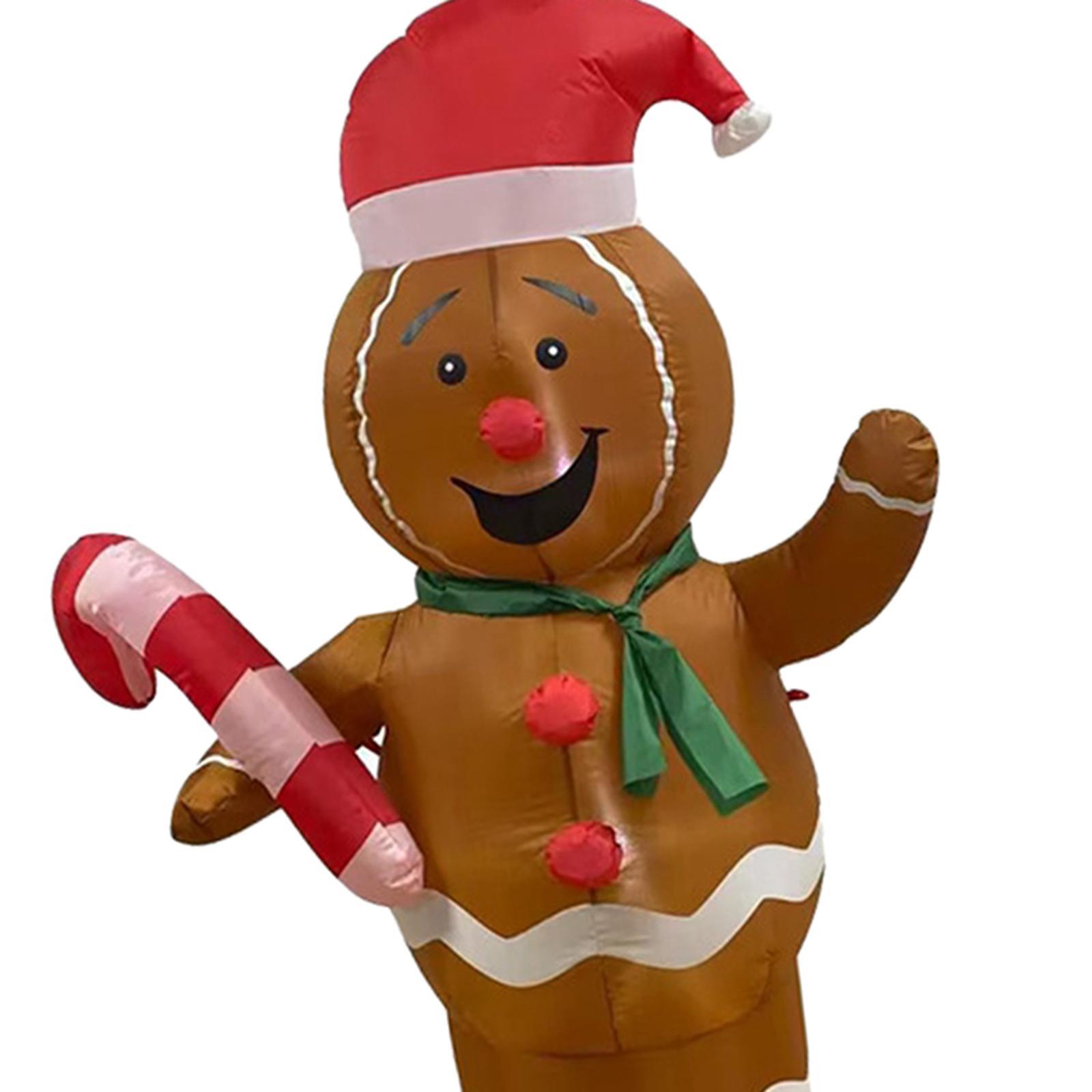 5ft Festive Decoration Gingerbread Man with LED Lights Reusable ,Adorable Inflatable for Yard Indoor Party Decoration Outdoor Decorations