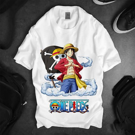 Áo thun Nam Nữ Không cổ ONEPIECE TRƯỞNG TÀU MŨ RƠM MSOP-28 mẫu mới cực đẹp, có size bé cho trẻ em / áo thun Anime Manga Unisex Nam Nữ, áo phông thiết kế cổ tròn basic cộc tay thoáng mát
