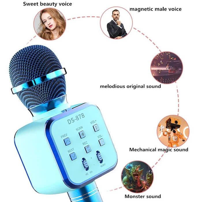 Micro Karaoke Bluetooth kèm loa kết nối điện thoại, máy tính bảng Hát Không Dây, Nghe Nhạc, Hỗ Trợ Kết Nối Thẻ Nhớ, USB Pin sạc - Hàng Chính Hãng