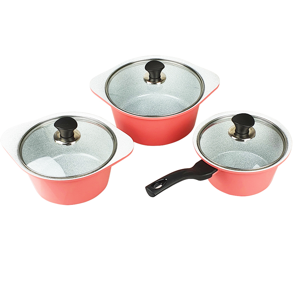 Bộ 3 nồi quánh đúc Ceramic chống dính 5 lớp, đáy từ Greencook GCS02-18IH size 18cm / GCS02-20IH size 20cm / GCS02-24IH size 24cm