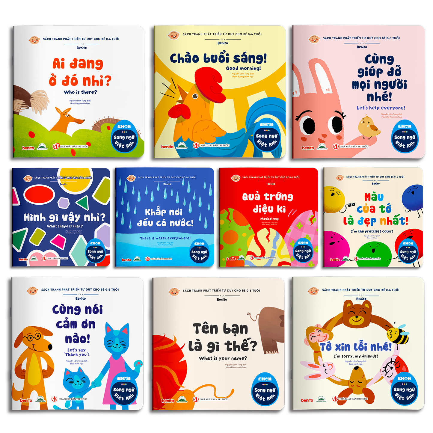 Sách - Combo 10 Cuốn Ehon Song Ngữ Anh - Viêt + 6 Cuốn Bé Tập Tô Màu - Tiên Phong Books