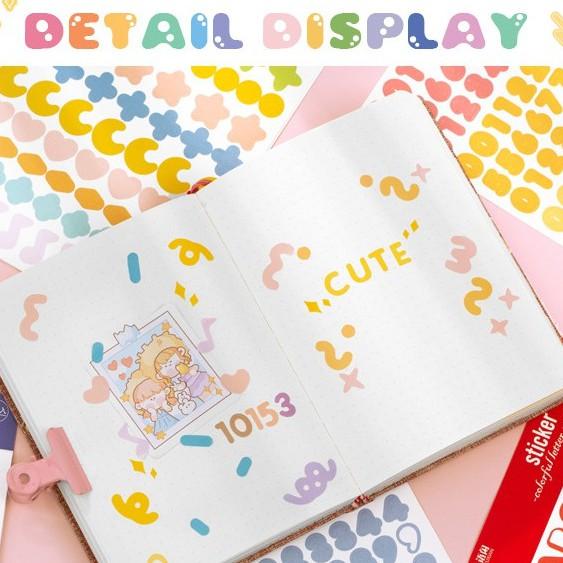 Set 2 Tờ Sticker Hình Dán Số Chữ Cái Ruy Băng Đầy Màu Sắc ST146