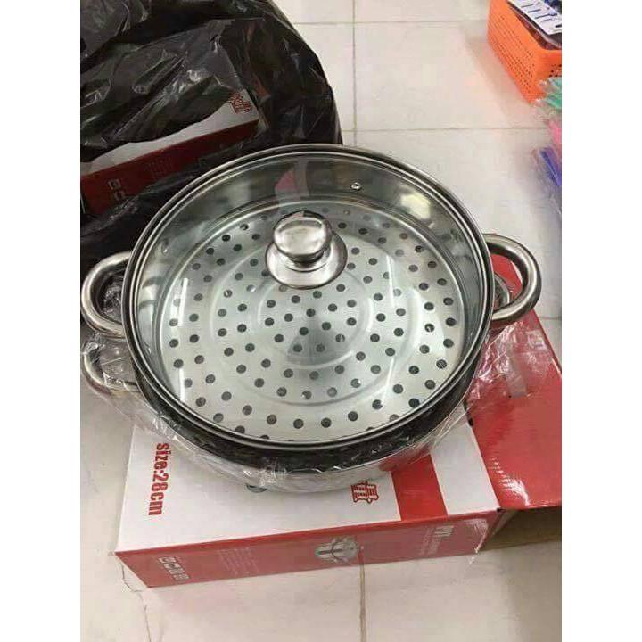 Nồi hấp inox 2 tầng dày cao cấp 28cm