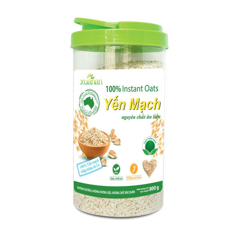 Combo 11 Hộp Yến Mạch Nguyên Chất Ăn Liền Xuân An [ko đường] Hộp 800G (Tặng Kèm 11 Túi Ngũ cốc Gạo Lức Huyết Rồng 200G)