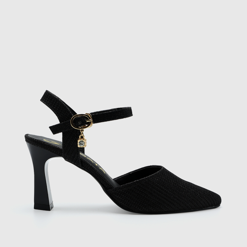 Giày sandal nữ cao gót đế cao 7 phân hàng hiệu rosata hai màu đen vàng cao cấp ro499
