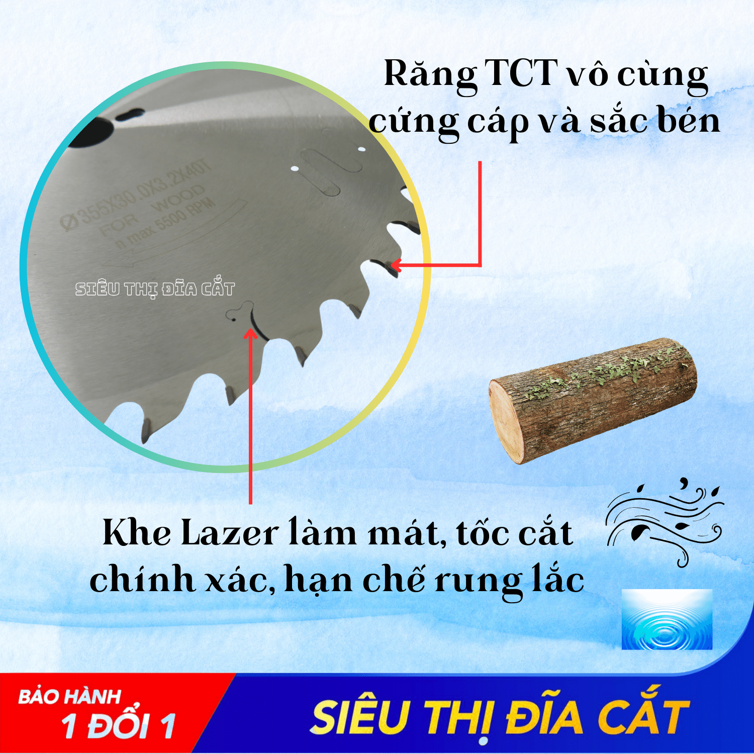 Lưỡi Cưa - Lưỡi Cắt Gỗ Cao Cấp 355-40 Răng KingTom - Chuyên Gỗ Cứng, Gỗ Có Đinh
